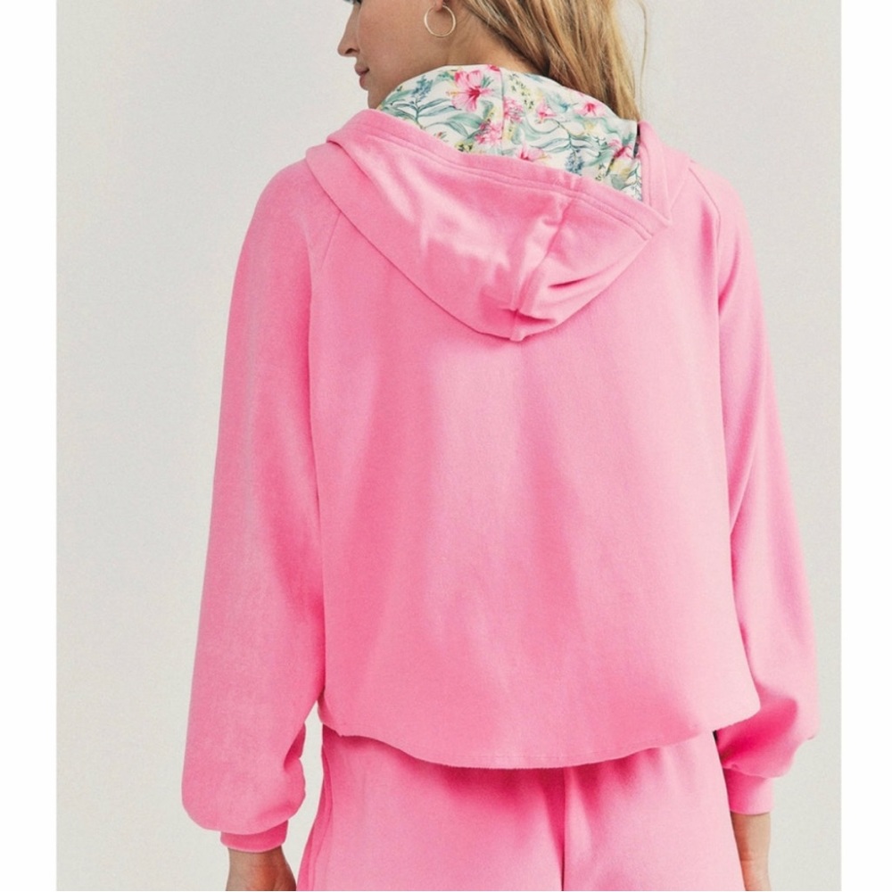 Hurley x Loveshackfancy Hawaiian hibiscus Terry hoodie in pink size small